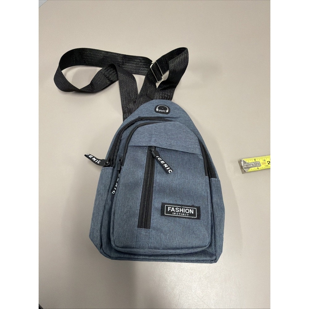 Denim Crossbody Shoulder Bag Adjustable Travel Backpack by Fashion Instinct